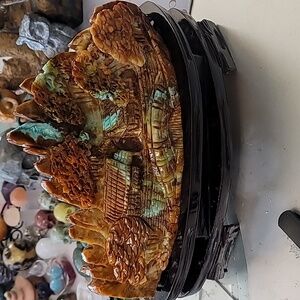 Jade landscape & wooden stand